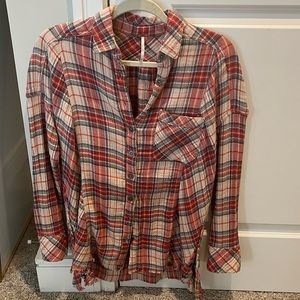 Like new! “Free People” Plaid Button Down Shirt, xs